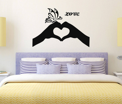 WALLDECORS 60.96 cm LOVE HEART SHAPE IN HANDS IMAGE Self Adhesive Sticker(Pack of 1)