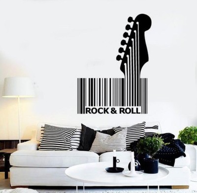 LYOMAN 1 cm Wall Vinyl Music Guitar Rock Bar Code Guaranteed Quality Decal Mural Art Self Adhesive Sticker(Pack of 1)