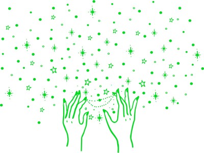 Sticker Hub 60 cm Hands and Stars Night Glow - Radium Glow in The Dark - Night Glowing Wall Stickers _RNG44 Glow in the Dark Sticker(Pack of 1)