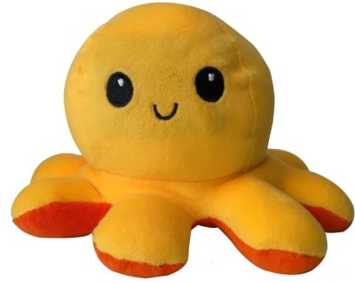 Agnolia yellow reversable octopus soft toy for kids  - 14.5 cm(Yellow)