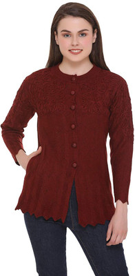 lady willington Solid Round Neck Casual Women Maroon Sweater
