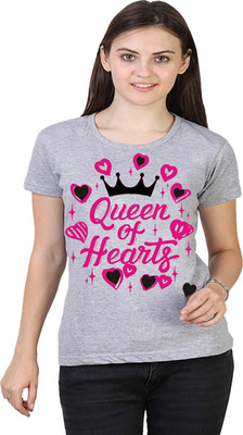 VEERAA CLOTHING Printed Women Round Neck Grey T-Shirt
