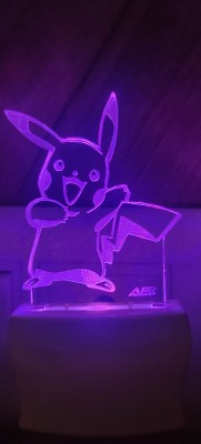Omniverse Acrylic 3D Illumination Cute Pikachu Ship Night Lamp with (12 cm) Night Lamp(12 cm, Purple)