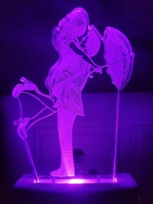 Omniverse Romantic couple & Umbrella Night lamp Night Lamp(12 cm, Purple)