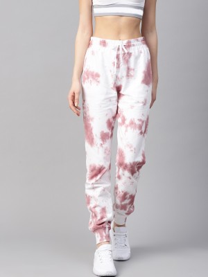 PLUSS Dyed Women White, Pink Track Pants