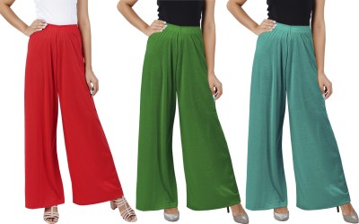 Buy That Trendz Flared Women Red, Green, Green Trousers