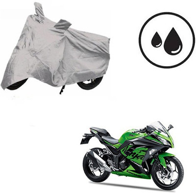 SRENTERPRISES Waterproof Two Wheeler Cover for Kawasaki(Ninja 300, Silver)