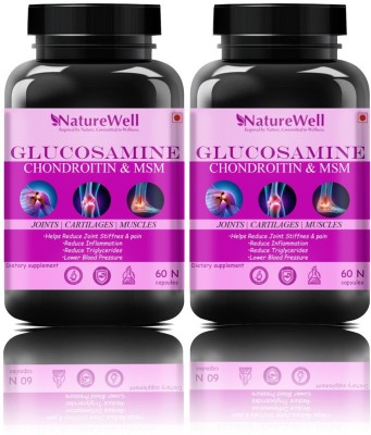 Naturewell Ultra Glucosamine Joint Pain Relief Support, HCl, Boswellia, (Pink 120N)(2 x 60 No)