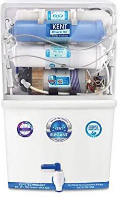 KENT Elegant (11097), Wall Mountable+ UV Disinfection in Tank, 8 L RO + UF + TDS Water Purifier  (White)