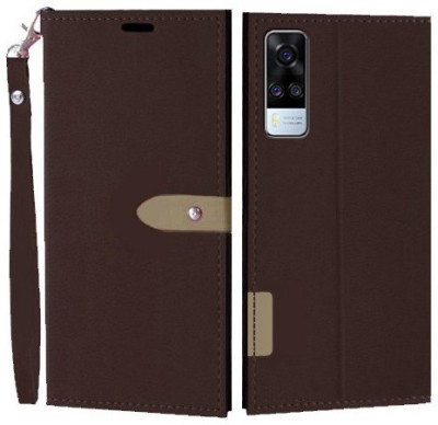 Krofty Flip Cover for Vivo Y51 2020, Vivo Y51A, Vivo Y31 2021, Vivo Y53s(Brown, Cases with Holder, Pack of: 1)