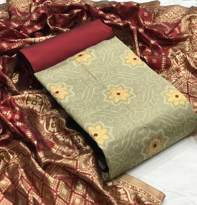 Dutt Textiles Silk Blend Self Design Salwar Suit Material