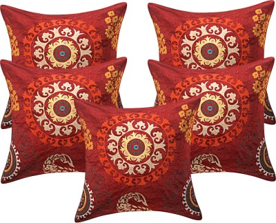 Go Texstylers Printed Cushions Cover(Pack of 5, 40 cm*40 cm, Red)