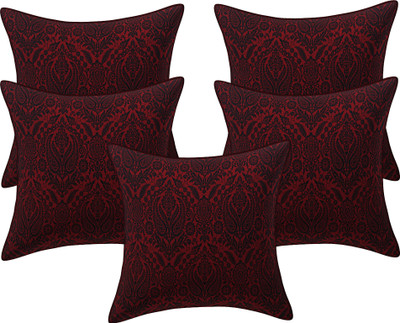 Texstylers Jacquard Cushions Cover(40 cm*40 cm, Pack of 5, Black)