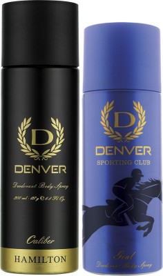 DENVER Caliber and Goal Combo Deodorant Spray  -  For Men(400 ml, Pack of 2)