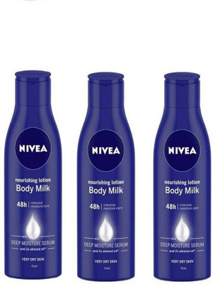 NIVEA BODY MILK NOURISHING LOTION 75ml pack of 3(225 ml)