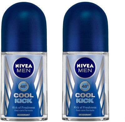 NIVEA Men Cool Kick Deodorant Roll-On 50ML Each (Pack of 2) Deodorant Roll-on  -  For Men(100 ml, Pack of 2)