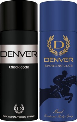 DENVER Black Code and Goal Combo Deodorant Spray - For Men(315 ml, Pack of 2)