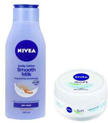 NIVEA SOFT LIGHT MOISTURIZER 100ML + SMOOTH MILK BODY LOTION 200ML(200 ml)