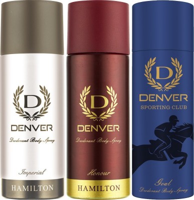 DENVER Goal, Imperial & Honour Combo Deodorant Spray  -  For Men(495 ml, Pack of 3)