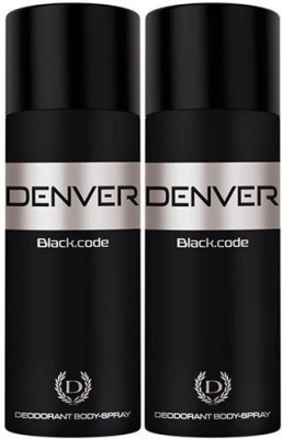 DENVER NEW Black Code 150 Ml Combo Deodorant Spray  -  For Men(330 ml, Pack of 2)