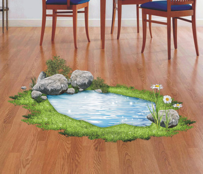 Varadvinayak 59 cm Pond wonderful floor Hole sticker. Self Adhesive Sticker(Pack of 1)