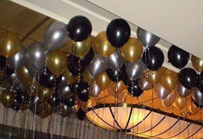 Nivel Solid 09_25 Balloon(Black, Gold, Silver, Pack of 25)