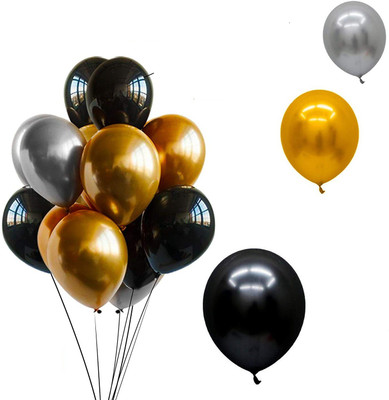 Nivel Solid NIV_227_150 Balloon(Black, Gold, Silver, Pack of 150)