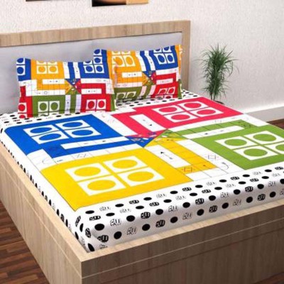 MAMORE 240 TC Cotton Double Printed Flat Bedsheet(Pack of 1, Multicolor)