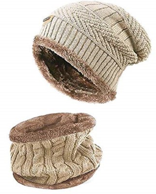 Relicomfort Self Design Beanie Cap(Pack of 2)