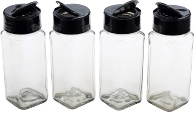 MD Retail Glass Tea Coffee & Sugar Container  - 120 ml(Pack of 4, Clear, Black)