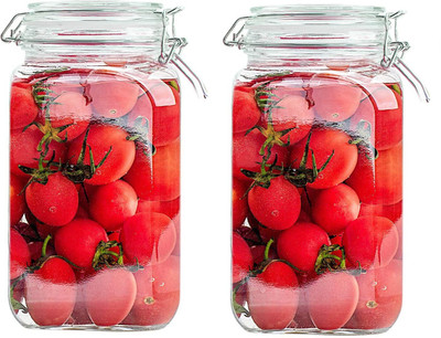 DEVDOX Glass Grocery Container  - 1200 ml(Pack of 2, Clear)