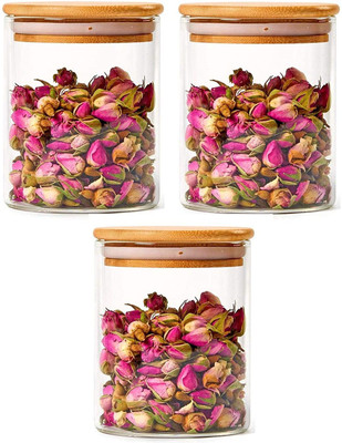 HEER Glass Cookie Jar  - 270 ml(Pack of 3, Clear)