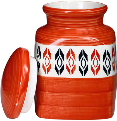 caffeine Ceramic Pickle Jar  - 2300 ml(Orange)