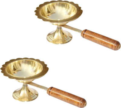 Lovely Brass (Pack of 2) Table Diya Set(Height: 2.2 inch)