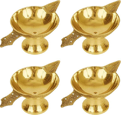 divine mart Brass (Pack of 4) Table Diya Set(Height: 1.1 inch)