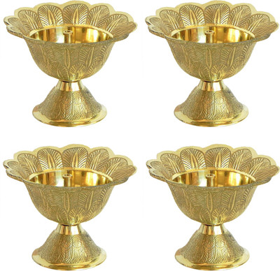 Lovely Brass (Pack of 4) Table Diya Set(Height: 3 inch)