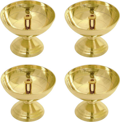 Lovely Brass (Pack of 4) Table Diya Set(Height: 2.3 inch)