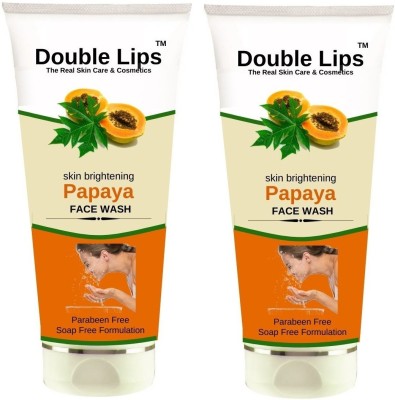 DOUBLE LIPS Face Care Papaya  (100ml) Pack of 2 Face Wash(200 ml)