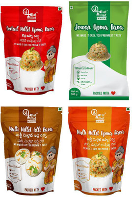 eat millet Foxtail millet upma rava Jowar upma rava Multi millet idli rava and upma rava combo pack of 4(2 kg, Pack of 4)