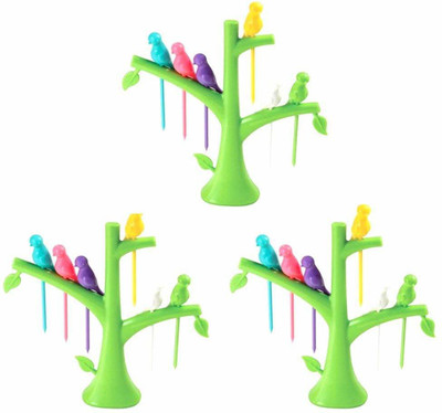 THE HIMALAYA CRAFT Bird Fruit Fork Set Plastic Fruit Fork Disposable Plastic Fruit Fork Set(Pack of 3)