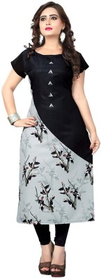 ak fashion mall Women Printed Straight Kurta(Red, White, Black)