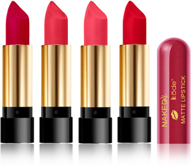 kKode Velvet Matte Edition Long Wear Matte Capsule Lipstick Combo(Maroon Blush,Roby Red,Victorian Rose,Bold Red, 16 g)