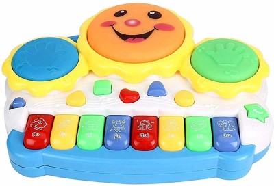 Dark to Bright Drum keyboard with flashing light and sound piano with music toy for kids.(Multicolor)