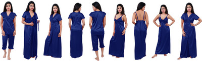 Minha Women Nighty Set(Dark Blue)