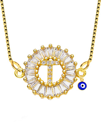 ZIVOM T Letter Alphabet Initial Charm Gold-plated Cubic Zirconia Copper Pendant Set