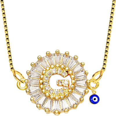 ZIVOM G Letter Alphabet Initial Charm Gold-plated Cubic Zirconia Copper Pendant Set