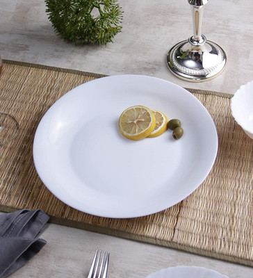 LAOPALA DIVA Plainware Opalware Glass Full Plate Set of 6 (10.6-inch) Dinner Plate(Pack of 6, Microwave Safe)