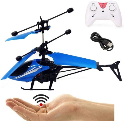 Velocious Exceed Induction Flight Electronic Radio RC Remote Control And Sensor 2 In 1 Toy Charging Helicopter Toys with 3D Light Toys for Boys Kids Indoor Outdoor FlyingBlue Black