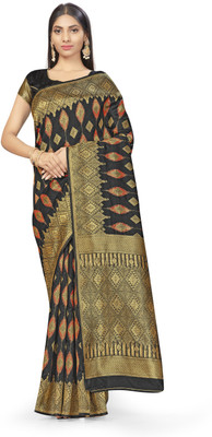 Shadow & Saining Woven Banarasi Silk Blend Saree(Dark Blue)