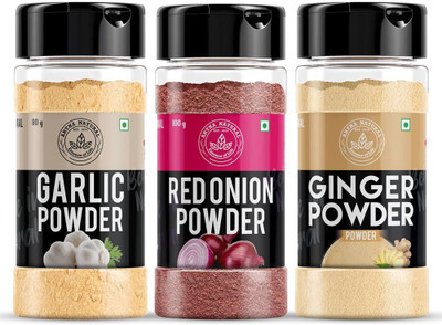 ARTHA NATURAL Onion Powder 100g, Ginger Powder (Adrak /Sunth) 100g, Garlic Powder 80g - Shaker Jar, for Cooking & Baking, Everyday Use, Pure & Natural Dehydrated Powder)(3 x 93.33 g)